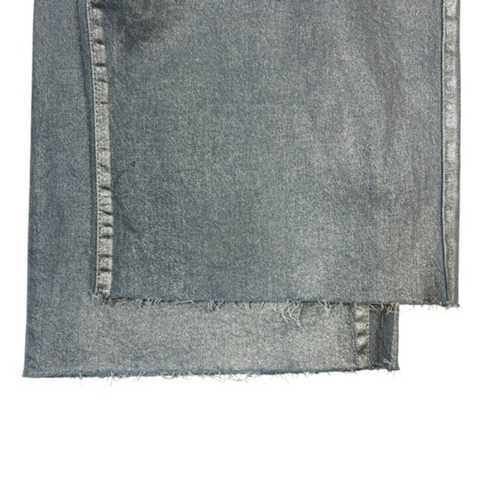 Coated Metallic Wide-Leg Baggy Jeans Sz 6R Raw Hem Cutoffs Gaucho Culottes Boho - Picture 8 of 10